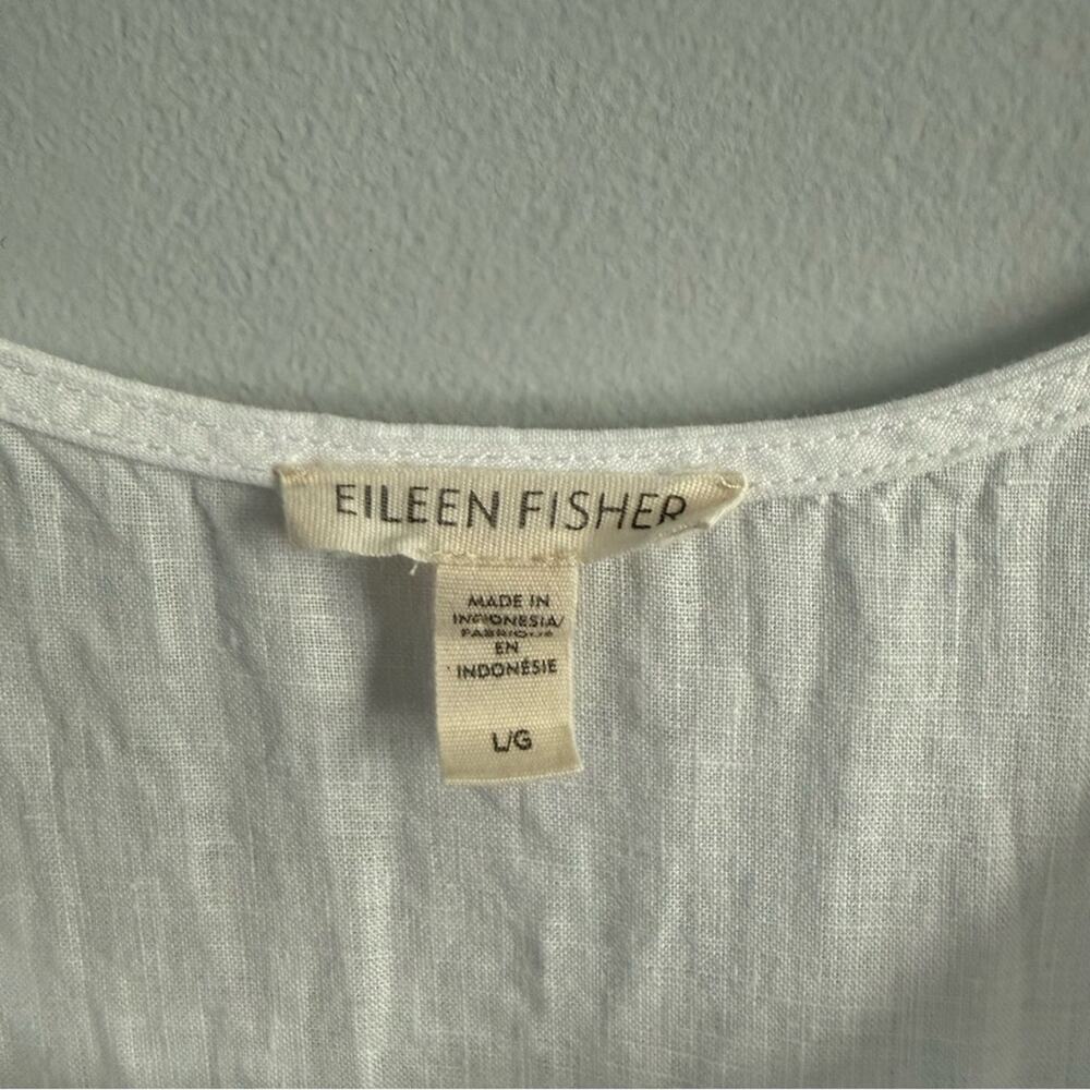 Eileen Fisher | Women’s 100% Organic Linen Tiered Dress Handkerchief Sleeveless - Picture 6 of 8